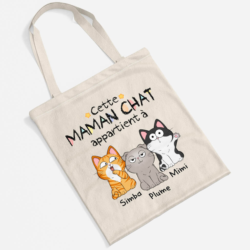1295BFR2 tote bag cette maman ce papa chat appartient a personnalise