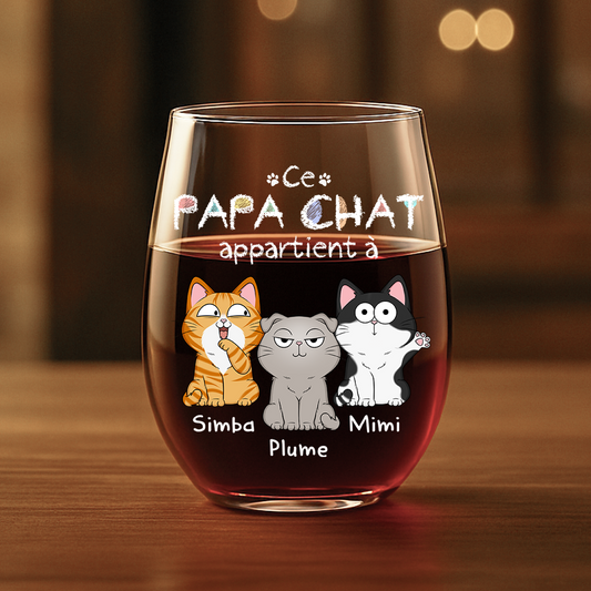 1295IFR1 verre a vin sans pied personnalise avec chat mignon ce papa appartient a 1295i8n8d