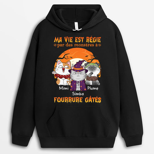 1303HFR2 sweat a capuche ma vie est regie par un monstre a fourrure gate personnalise