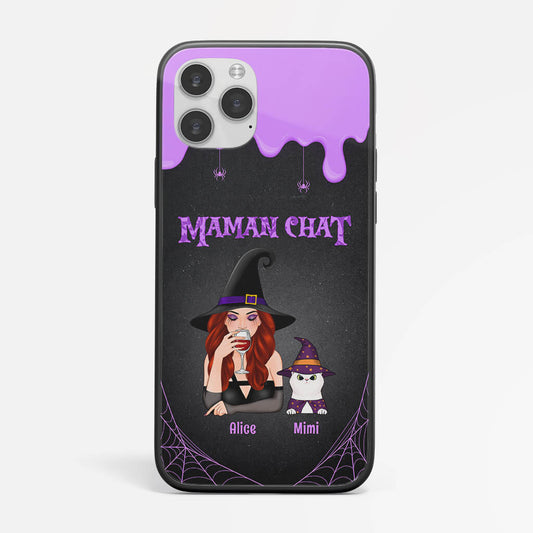 1313FFR2 coque de telephone iphone 12 maman chat sorciere halloween personnalisee