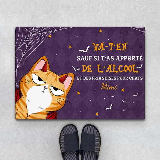 1314DFR1 paillasson va ten sauf si tas apporte de lalcool et des friandises pour chats personnalise