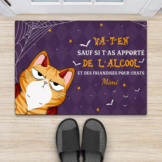 1314DFR2 paillasson va ten sauf si tas apporte de lalcool et des friandises pour chats personnalise