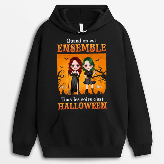 1333HFR1 sweat a capuche quand on est ensemble toutes les nuits sont halloween personnalise