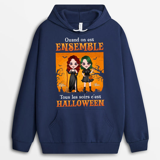 1333HFR2 sweat a capuche quand on est ensemble toutes les nuits sont halloween personnalise