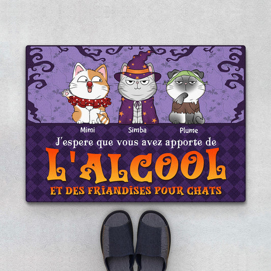 1334DFR1 paillasson jespere que vous avez apporte de lalcool et des friandises pour chats personnalise