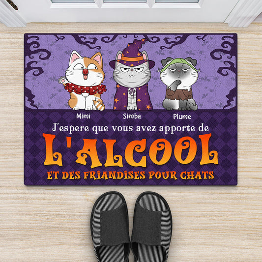 1334DFR2 paillasson jespere que vous avez apporte de lalcool et des friandises pour chats personnalise