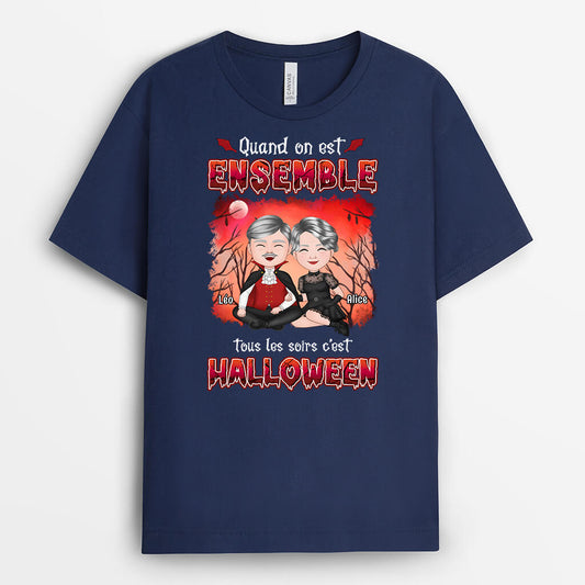 1345AFR2 t shirt quand on est ensemble tous les soirs cest halloween personnalise