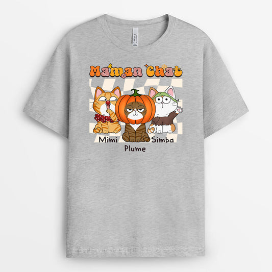 1349AFR1 t shirt la maman chat style retro halloween personnalise