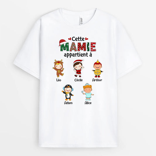 1366AFR1 t shirt cette mamie appartient a version noel personnalise
