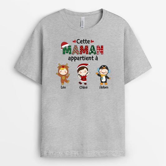 1366AFR2 t shirt cette mamie appartient a version noel personnalise