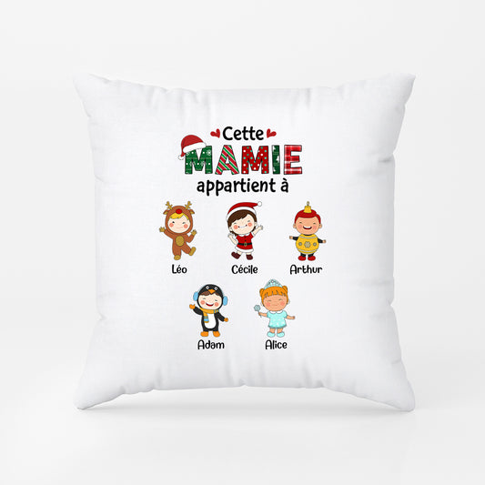 1366PFR1 coussin cette mamie appartient a version noel personnalise