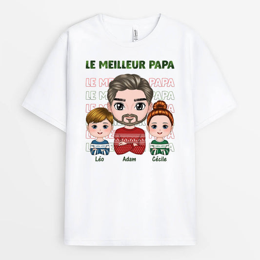 1371AFR1 t shirt meilleur papa de tous les temps version noel personnalise