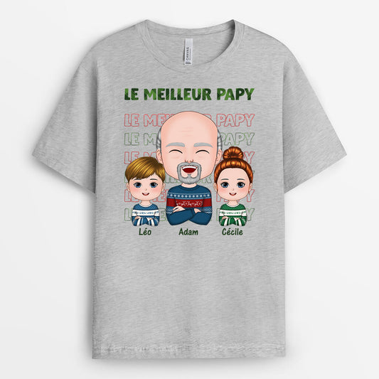 1371AFR2 t shirt meilleur papa de tous les temps version noel personnalise