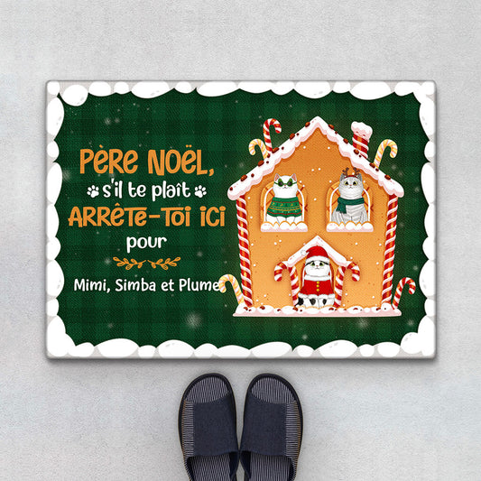 1373DFR1 paillasson pere noel sil te plait arrete toi ici pour personnalise