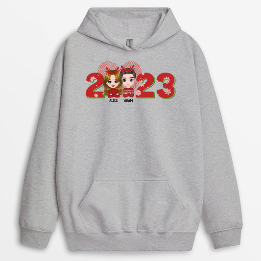 1377HFR2 sweat a capuche couple de noel avec amour personnalise