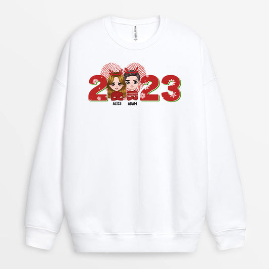 1377WFR1 sweatshirt couple de noel avec amour personnalise