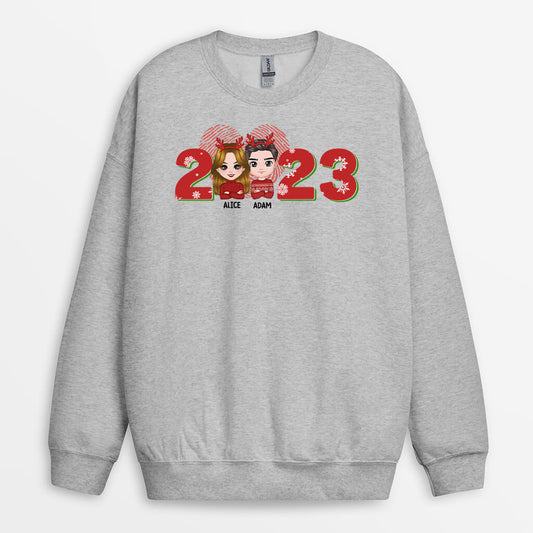 1377WFR2 sweatshirt couple de noel avec amour personnalise