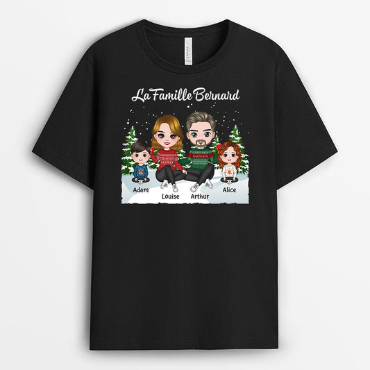 1415AFR1 t shirt famille maison noel personnalise