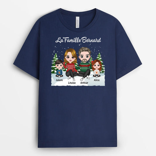 1415AFR2 t shirt famille maison noel personnalise