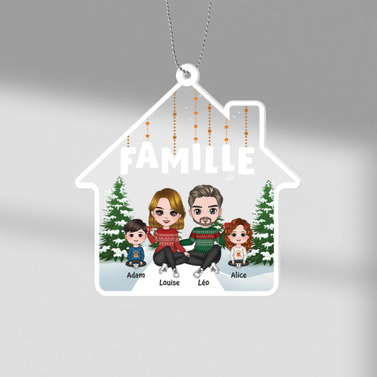 1415OFR1 ornement famille maison noel personnalise
