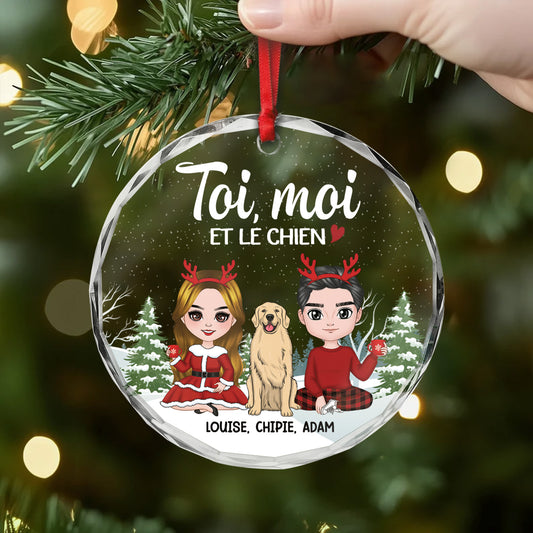 1423OFR2 ornement noel en verre personnalise couple toi moi et notre chien version neige 1423oku0c_2192a47a 1b8d 4936 aaad e5d97603846a