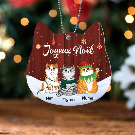 1425OFR2 ornement joyeux miaou noel personnalise