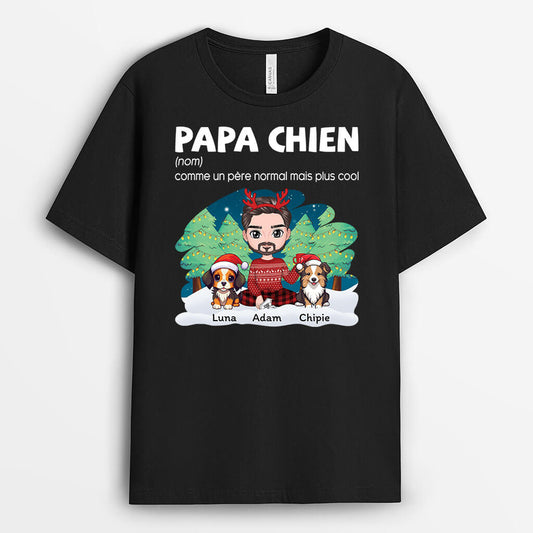 1450AFR2 t shirt definition papa de chien version noel personnalise