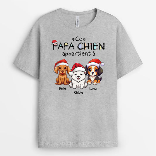 1454AFR1 t shirt cette maman chien ce papa chien appartient a version noel personnalise