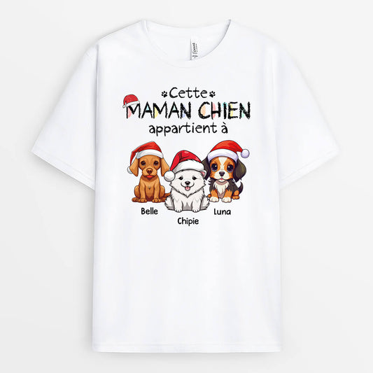 1454AFR2 t shirt cette maman chien ce papa chien appartient a version noel personnalise