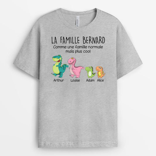 1459AFR1 t shirt famille dinosaure comme une famille normale mais plus cool personnalise