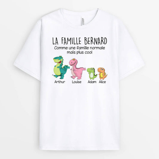 1459AFR2 t shirt famille dinosaure comme une famille normale mais plus cool personnalise