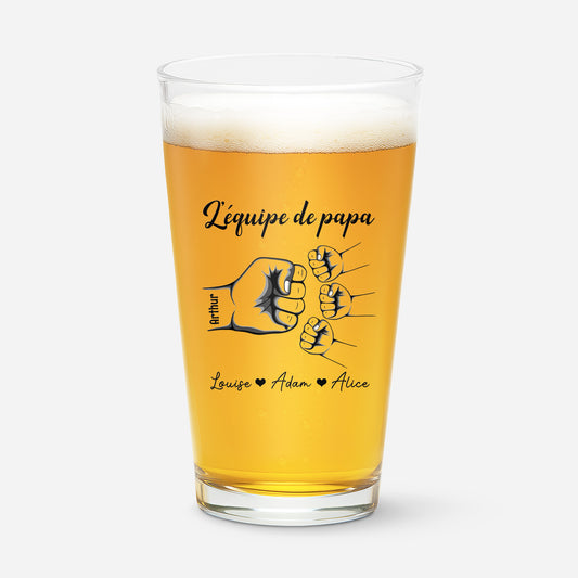 1461IFR1 verre a biere personnalise lequipe de papa simple 1461i8m8b