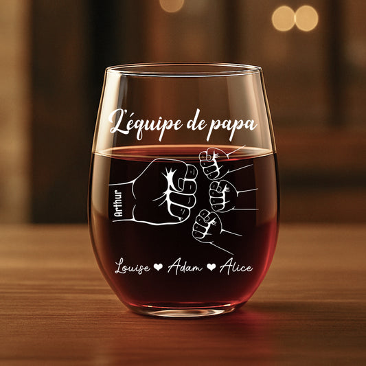 1461IFR1 verre a vin sans pied personnalise lequipe de papa simple 1461i8m8b