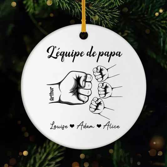 1461OFR1 ornement ceramique personnalise lequipe de papa 1461o8m8b