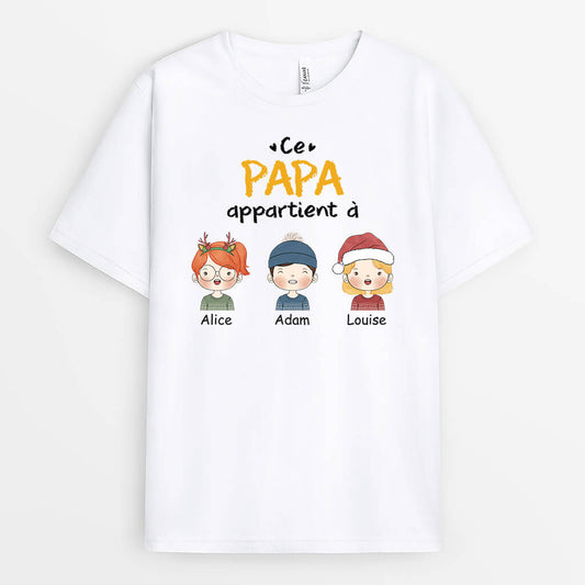 1463AFR1 t shirt ce papy appartient a petits enfants version noel personnalise