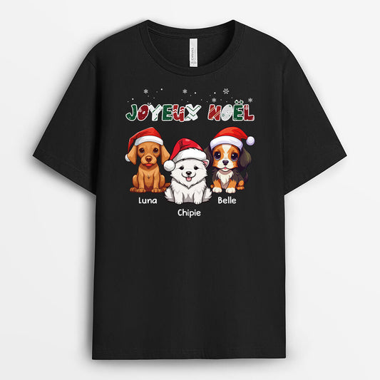 1466AFR1 t shirt merry woofmas a noel personnalise