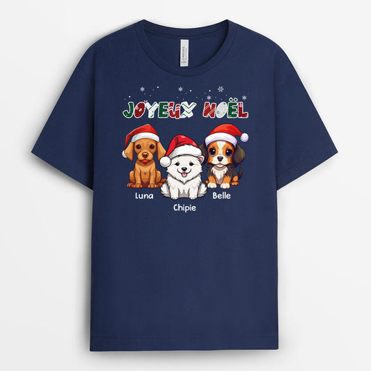 1466AFR2 t shirt merry woofmas a noel personnalise