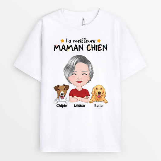 1501AFR1 t shirt le meilleur papa chien de tous les temps personnalise