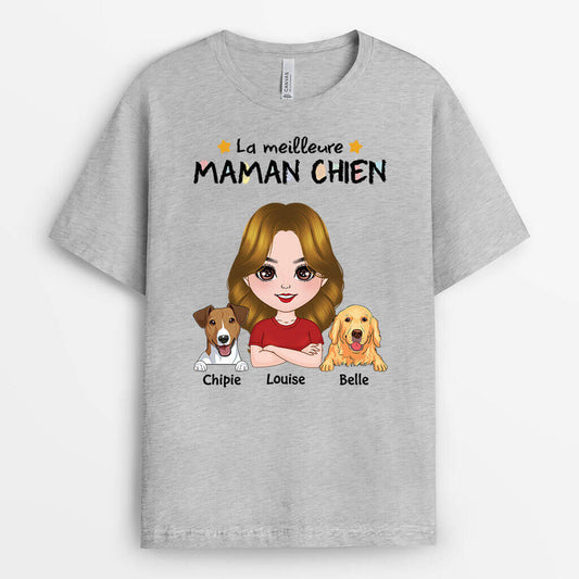 1501AFR2 t shirt le meilleur papa chien de tous les temps personnalise