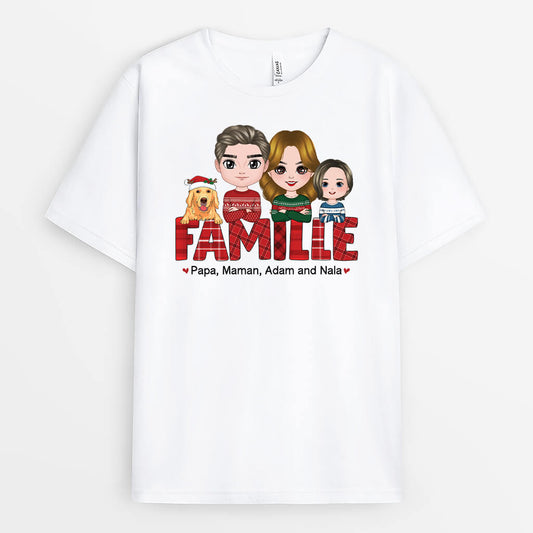 1522AFR1 t shirt famille noel personnalise