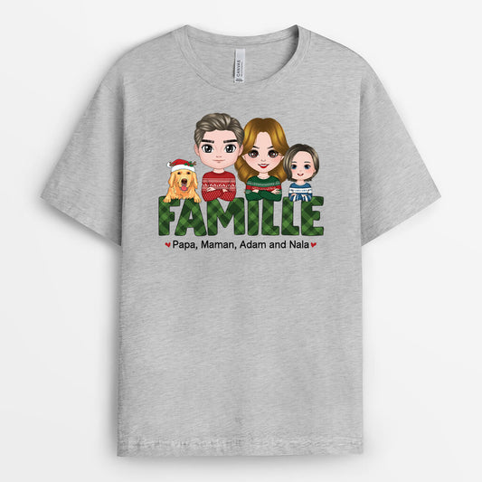 1522AFR2 t shirt famille noel personnalise
