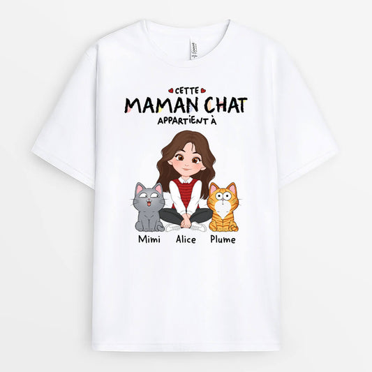 1536AFR1 t shirt cette maman chat appartient a personnalise