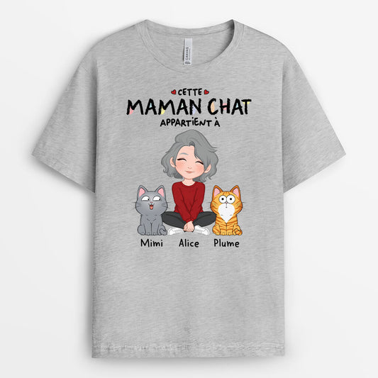 1536AFR2 t shirt cette maman chat appartient a personnalise