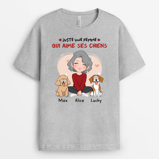 1537AFR2 t shirt juste une fille qui aime ses chiens personnalise