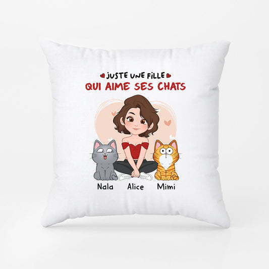 1537PFR1 coussin personnalise juste une fille qui aime ses chats 1537pkv8d