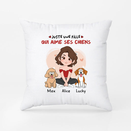 1537PFR1 coussin personnalise juste une fille qui aime ses chiens 1537pkv8d