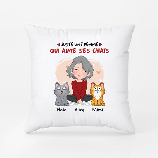 1537PFR2 coussin personnalise juste une fille qui aime ses chats 1537pkv8d