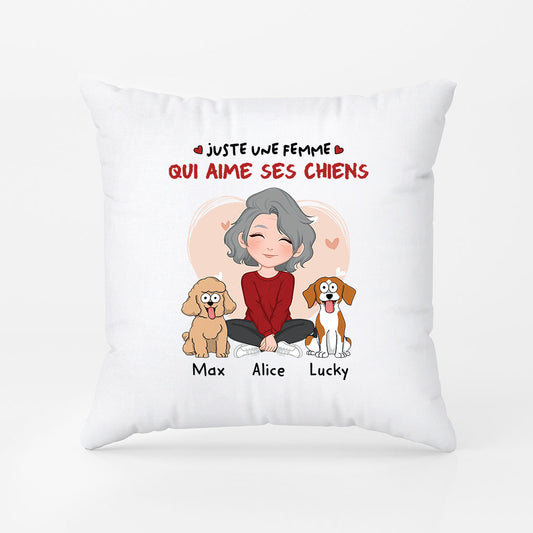 1537PFR2 coussin personnalise juste une fille qui aime ses chiens 1537pkv8d