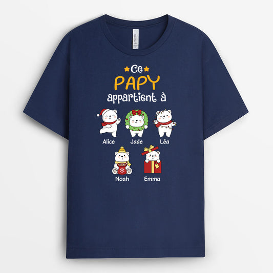 1538AFR1 t shirt ce papa papy appartient a avec image dours de noel personnalise
