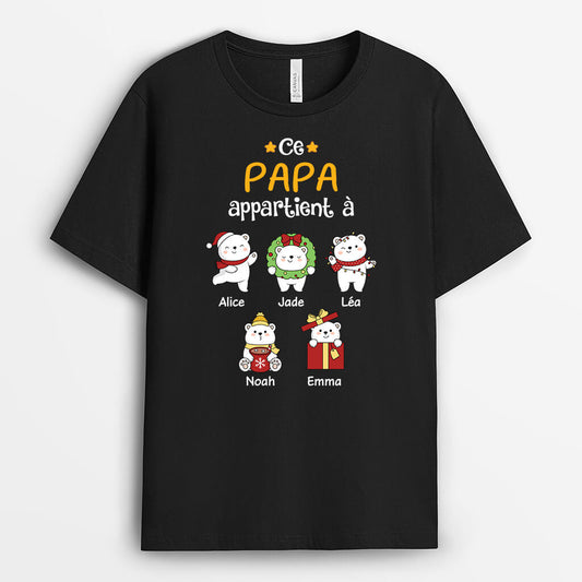 1538AFR2 t shirt ce papa papy appartient a avec image dours de noel personnalise